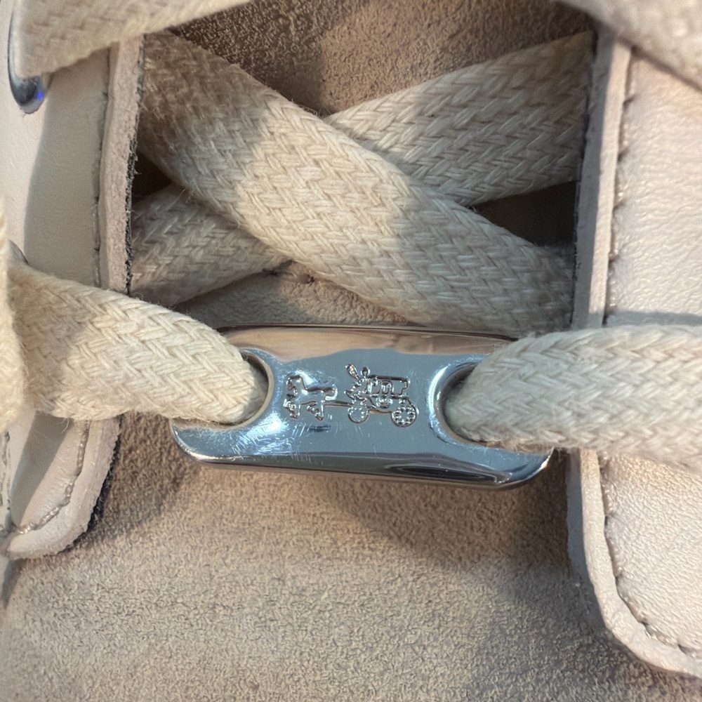Coach Paddy A01987 Beige Suede Leather Low Top Sneakers Women’s 8.5 - Picture 6 of 8